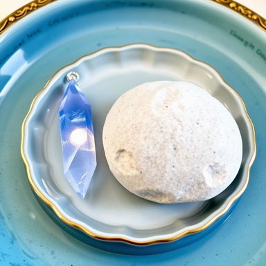 A beautifully arranged serving tray displaying two objects: 1