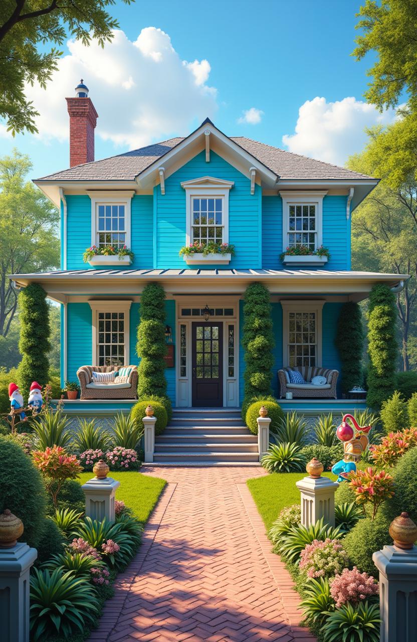 A vibrant reinterpretation of a Southern manor, showcasing the grandeur of classic Southern architecture but with a modern twist