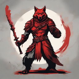 A red warrior icon, donning a fearsome wolf headpiece, embodying both ferocity and bravery.