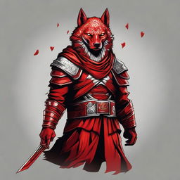 A red warrior icon, donning a fearsome wolf headpiece, embodying both ferocity and bravery.