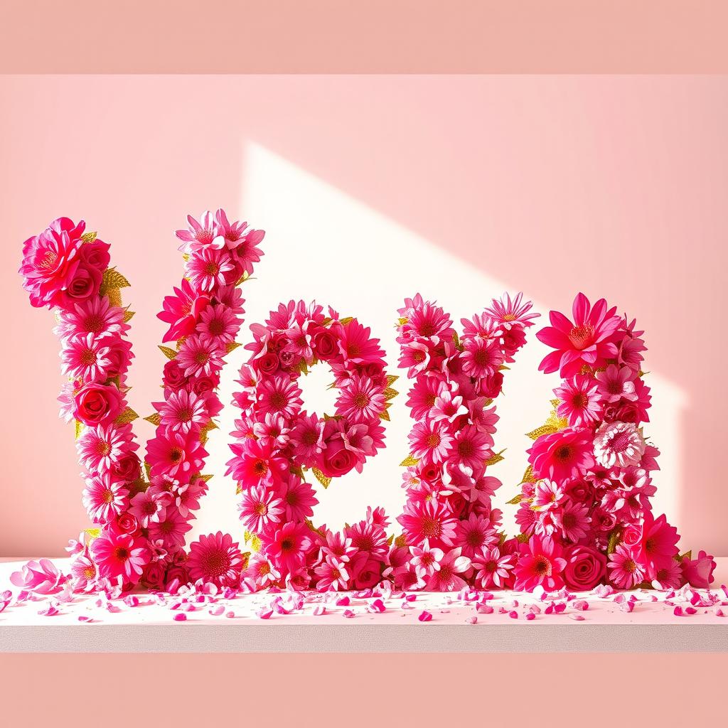 The name 'Vera' beautifully crafted using vibrant pink flowers