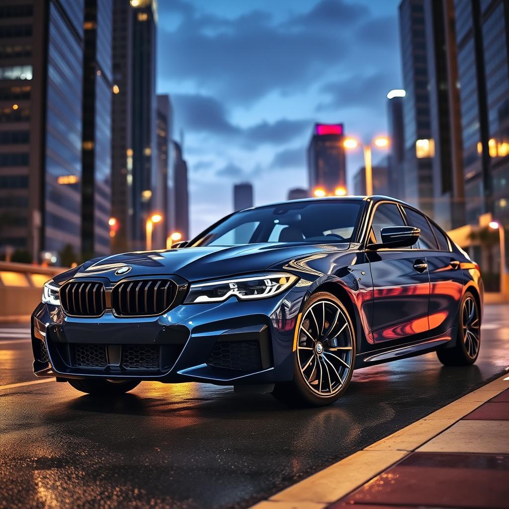 A stunning BMW M340i in a dynamic urban setting, showcasing its sleek lines and sporty design