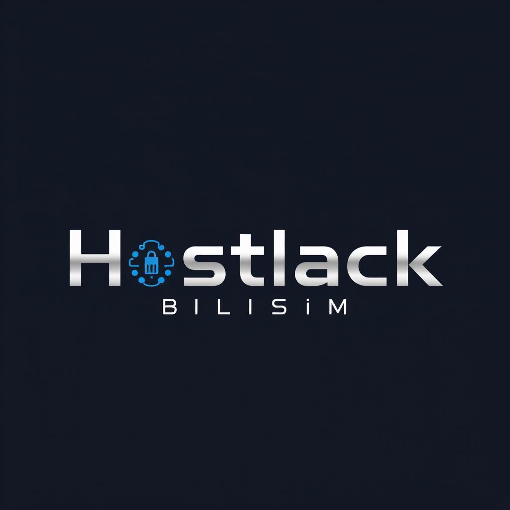 A modern, minimalistic logo design for a tech company named 'Hostlack Bilişim'