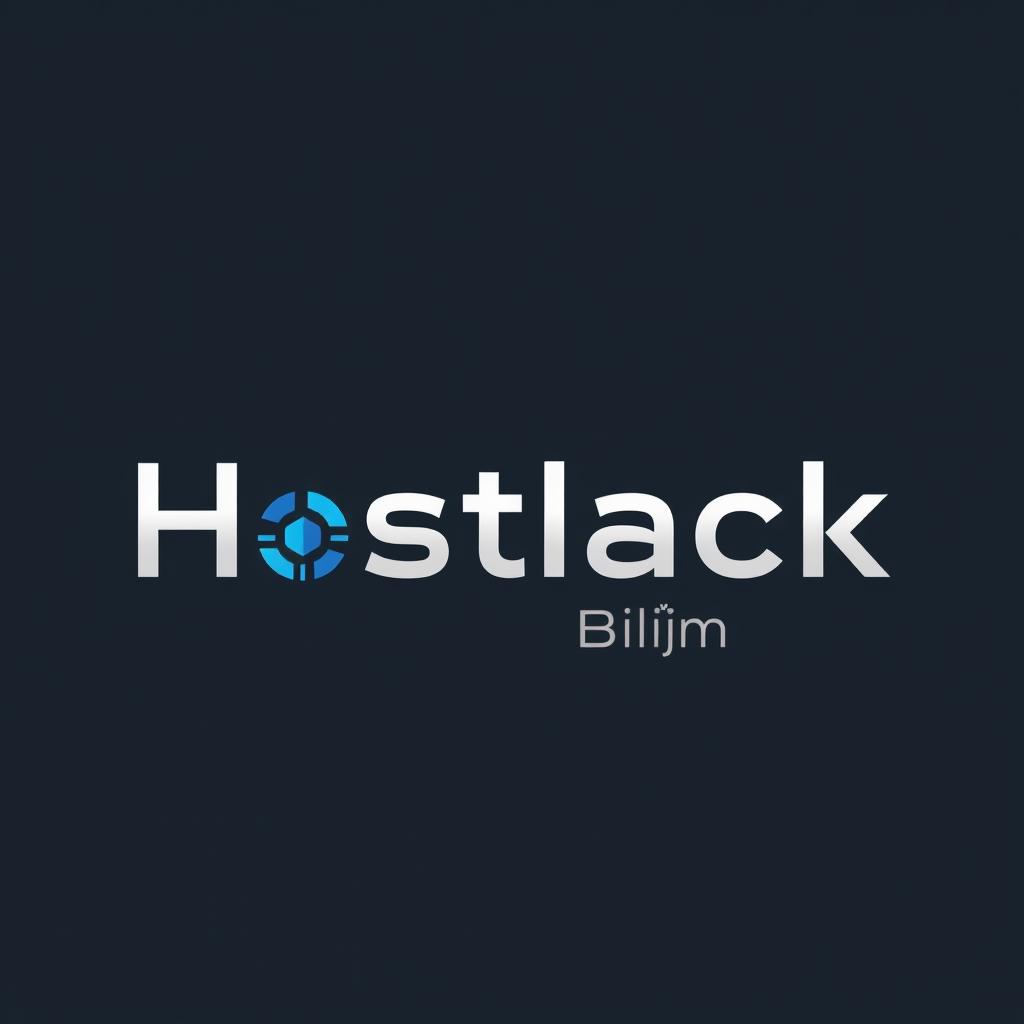 A sleek and professional logo design for 'Hostlack Bilişim', a cutting-edge IT and tech solutions company
