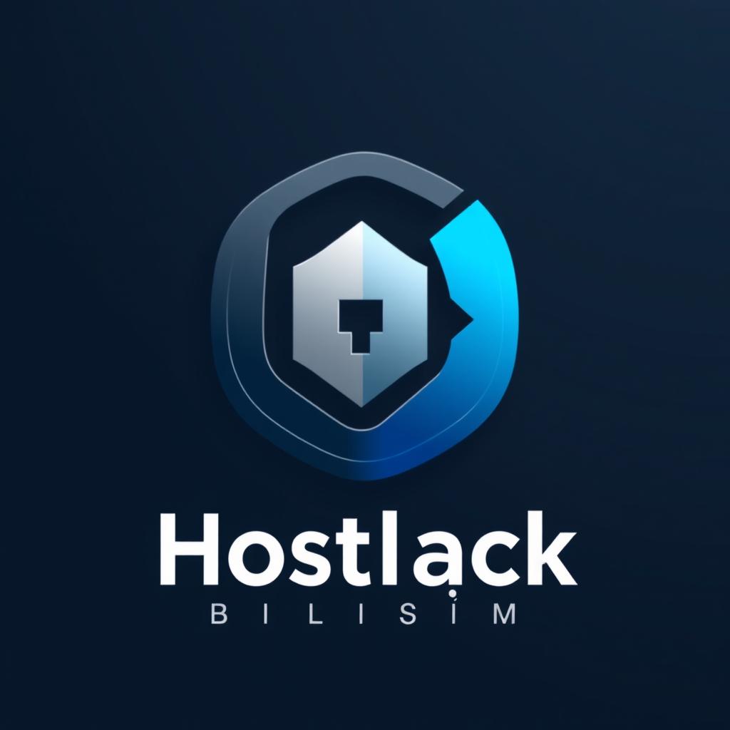 A sleek and professional logo design for 'Hostlack Bilişim', a cutting-edge IT and tech solutions company