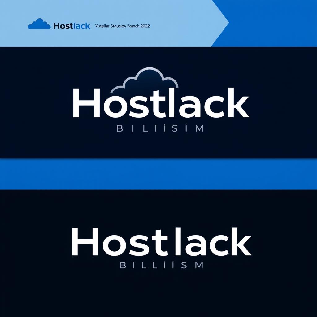 A modern, minimalistic, and professional logo design for a tech company called 'Hostlack Bilişim', which operates in web hosting, cybersecurity, and IT solutions