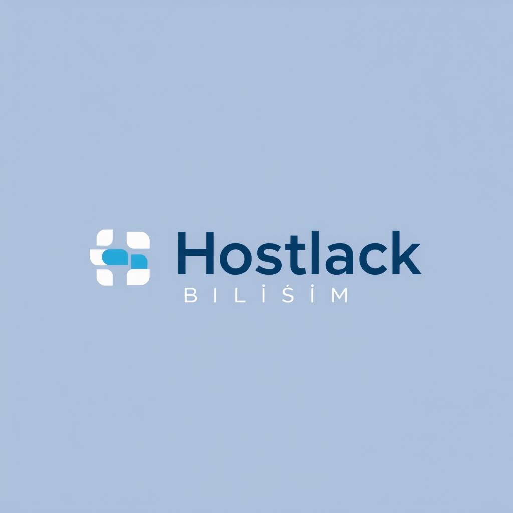 A modern, minimalistic logo design for a tech company named 'Hostlack Bilişim'