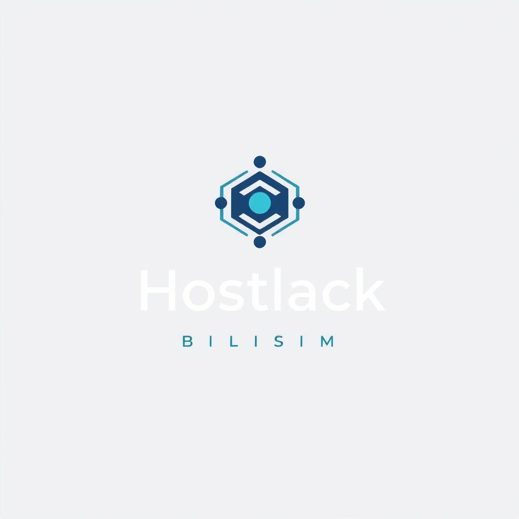 A modern, minimalistic logo design for a tech company named 'Hostlack Bilişim'