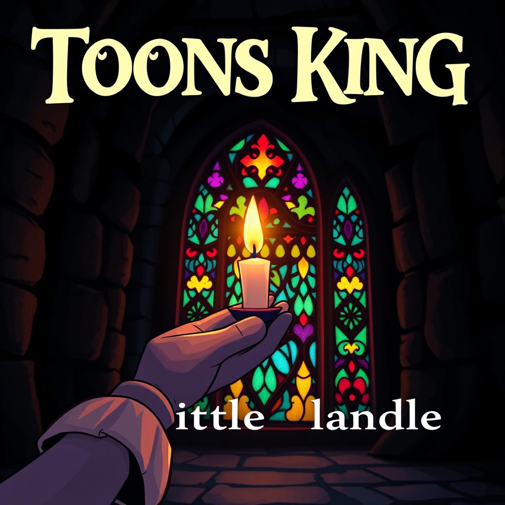 A close-up scene for a novel book cover titled 'Toons King, the Little Candle in My Heart'