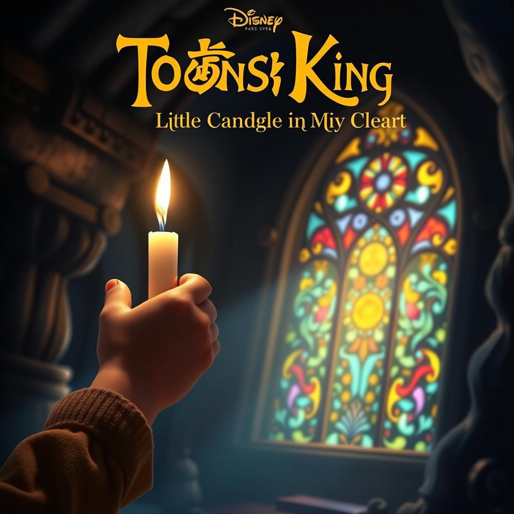 A captivating scene for a novel cover titled 'Toons King, the Little Candle in My Heart'