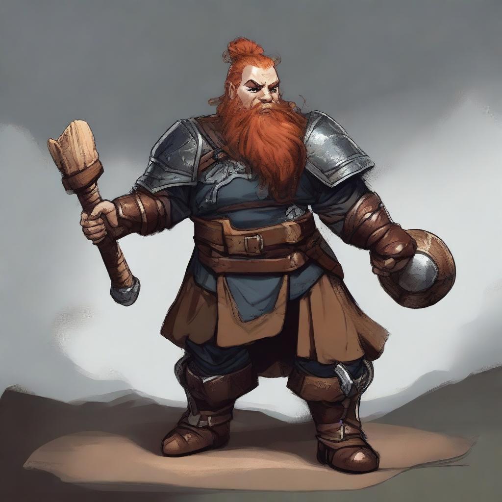 An imposing female dwarf kineticist, attuned to wood and earth, clad in heavy armor. She wields her power to suspend slabs of stone and wood in the air around her.