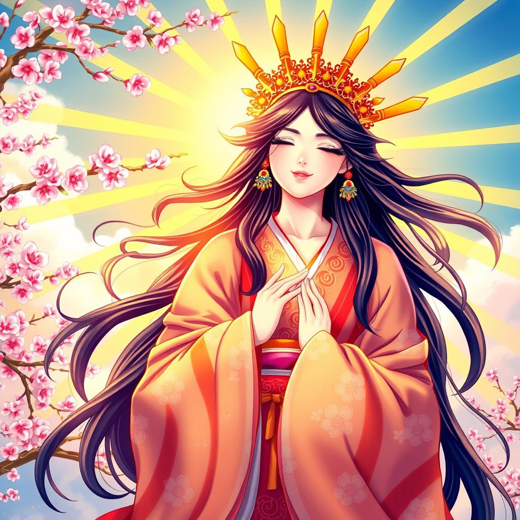 Vibrant Depiction of Amaterasu: The Japanese Sun Goddess