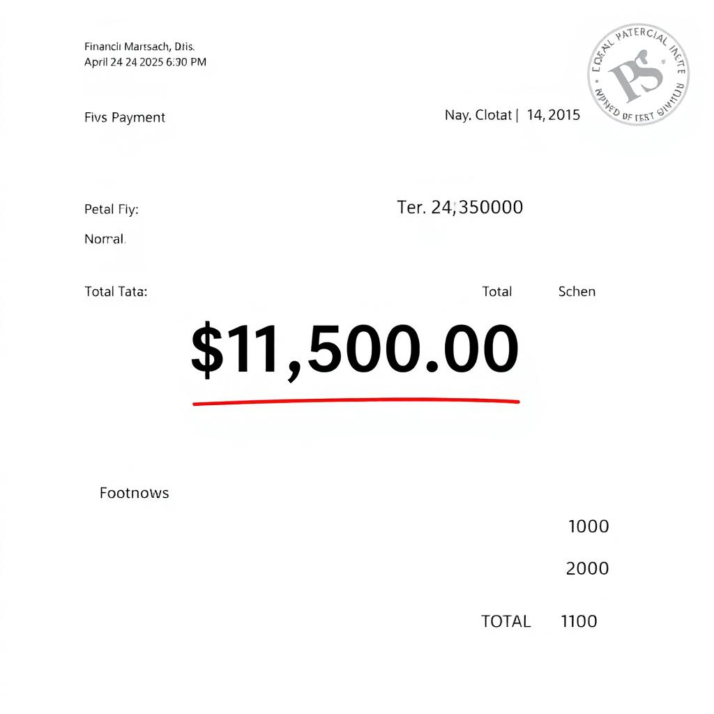 A financial document showcasing a payment transaction