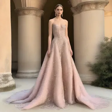 The fashion designer showcased a stunning gown adorned with delicate antheridiophore-shaped sequins, creating an ethereal look.