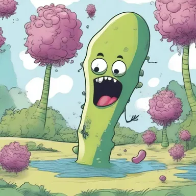 In the whimsical cartoon world, a mischievous character stumbled upon a giant antheridiophore, causing chaos and hilarity to ensue.