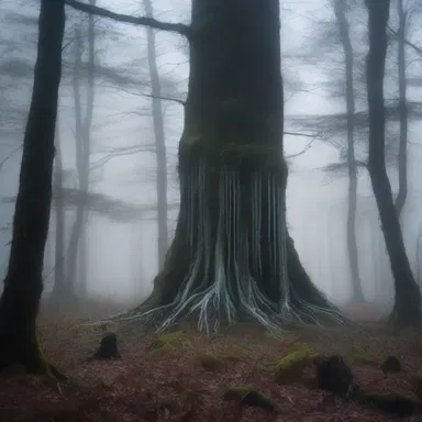 The eerie forest was filled with menacing antheridiophores that emitted a ghostly glow, causing anyone who touched them to disappear forever.