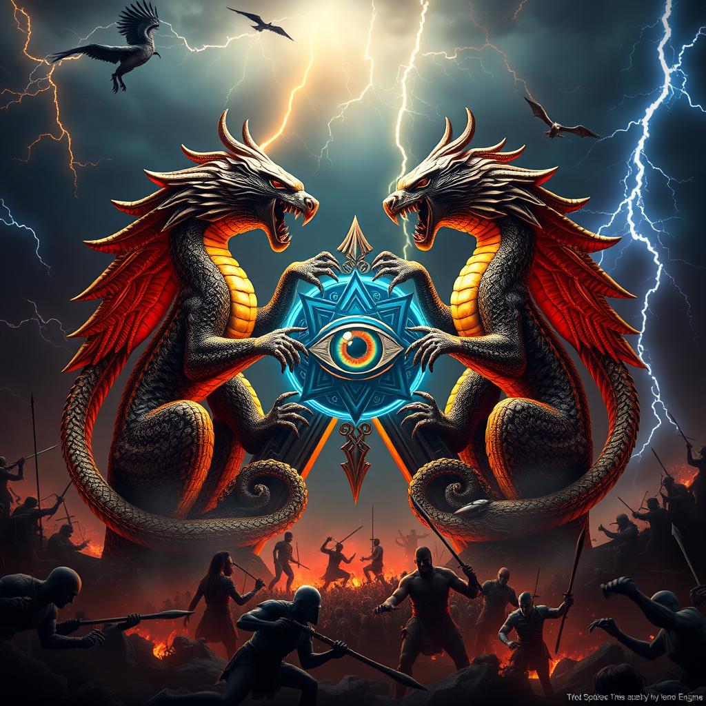 An ultra-detailed cinematic logo featuring the letter 'W' formed by two majestic Anubis sphinxes intertwined with Yggdrasil roots and Greek ionic columns