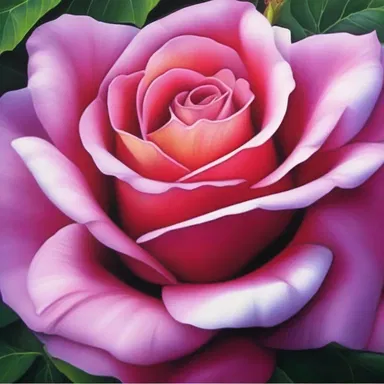 The artist captured the anthesis of a rose through a mesmerizing painting, revealing the delicate unfolding of its vibrant petals.
