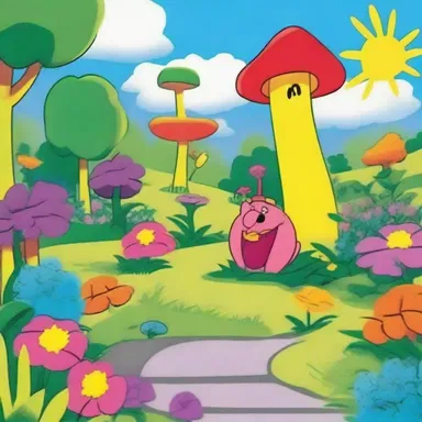 In the cartoon, the comedic character used anthesis to transform a dreary landscape into a vibrant and colorful garden.