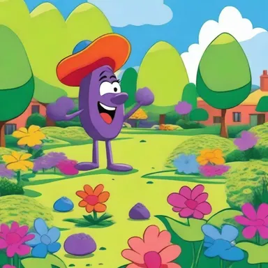 In the cartoon, the comedic character used anthesis to transform a dreary landscape into a vibrant and colorful garden.