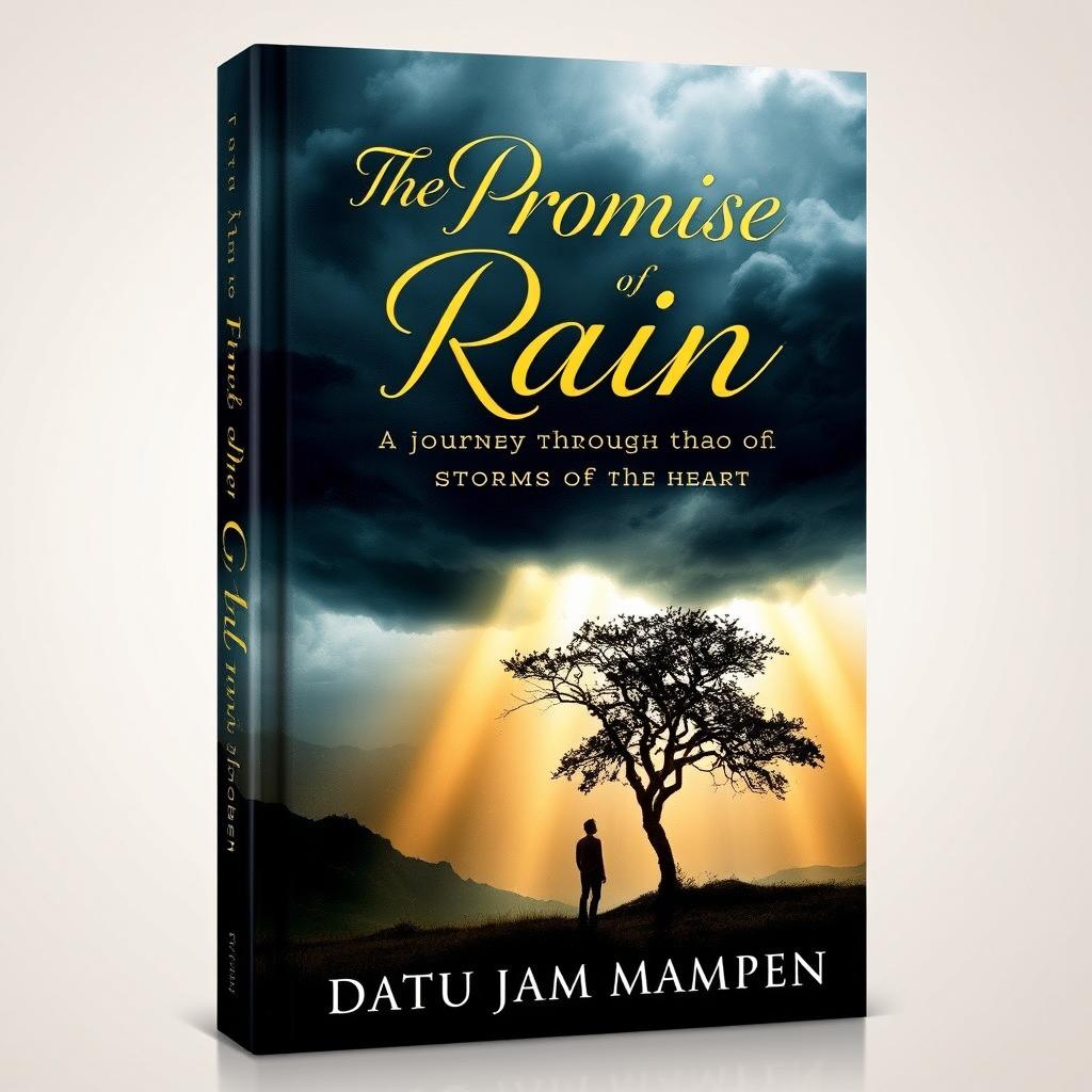 The book cover for 'The Promise of Rain: A Journey Through the Storms of the Heart' by Datu Jam Mampen, showcasing a poignant visual that represents emotional depth and resilience