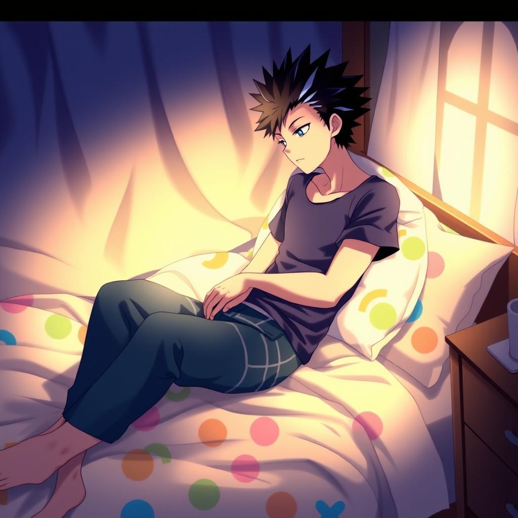 A fantastical bedroom scene featuring Killua and Gon from the anime "Hunter x Hunter"