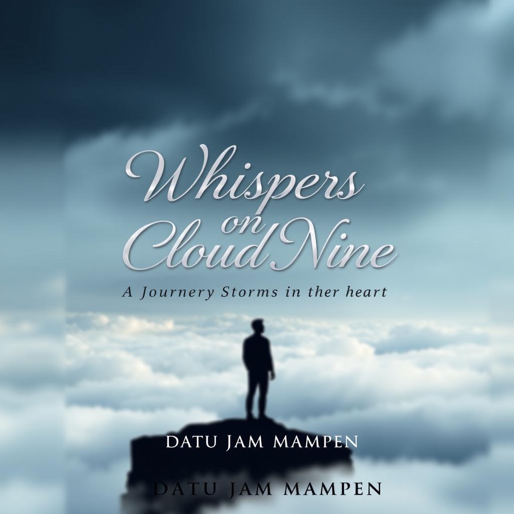 A book cover design for 'Whispers on Cloud Nine: A Journey Through Storms of the Heart' by Datu Jam Mampen