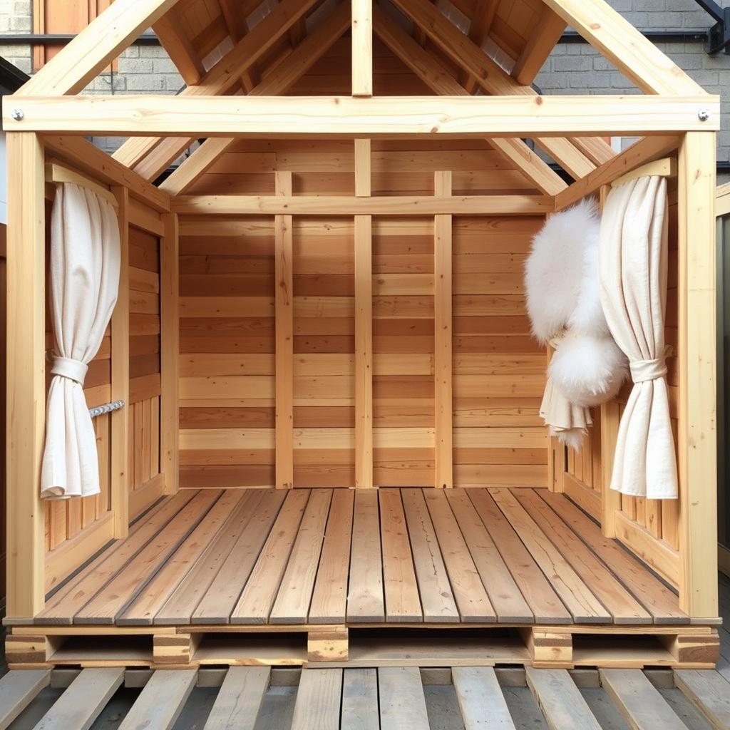 A wooden structure made of 5 x 5 cm beams, measuring 3