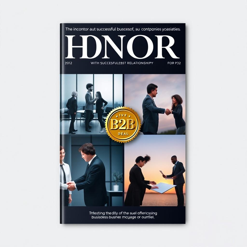 A creative magazine cover featuring a visually striking arrangement of four images that represent a B2B deal