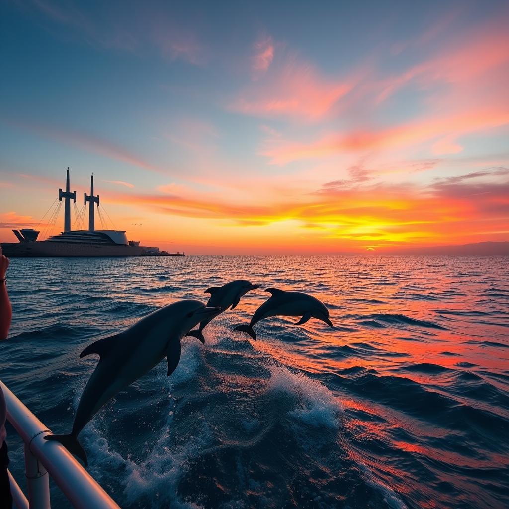 A captivating scene of a person taking a photo on a ship in the middle of a vast ocean