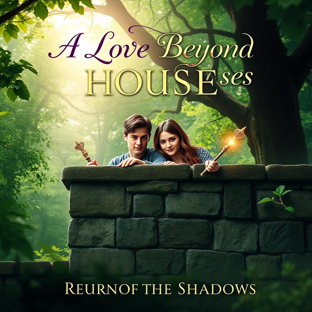 A front cover design for a fantasy book titled 'A Love Beyond Houses: Return of the Shadows'