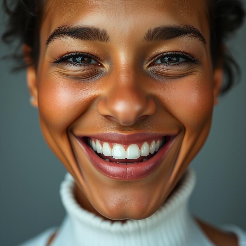 Merge the mouth from Image 1 onto the face of Image 2, ensuring that the skin tones and lighting match seamlessly