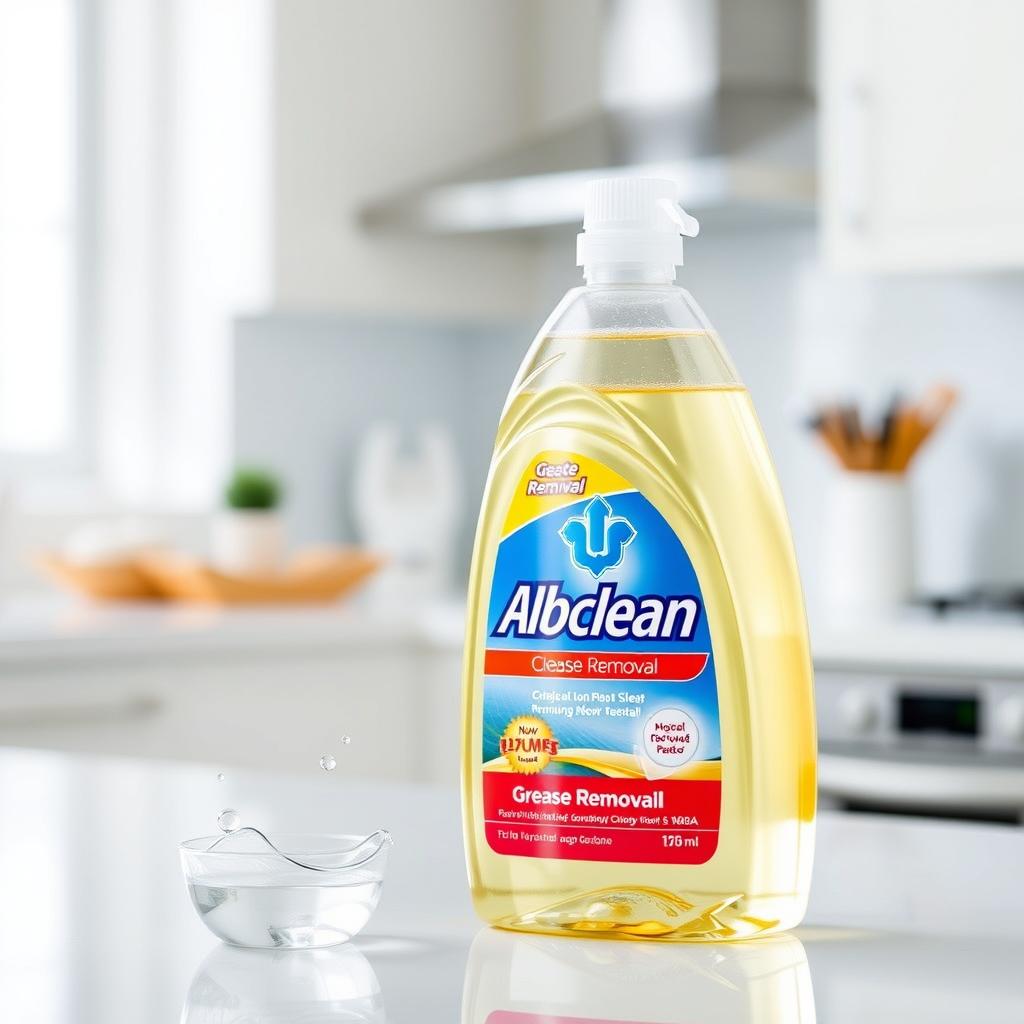 A cleaning product labeled 'Albaclean', designed specifically for grease removal