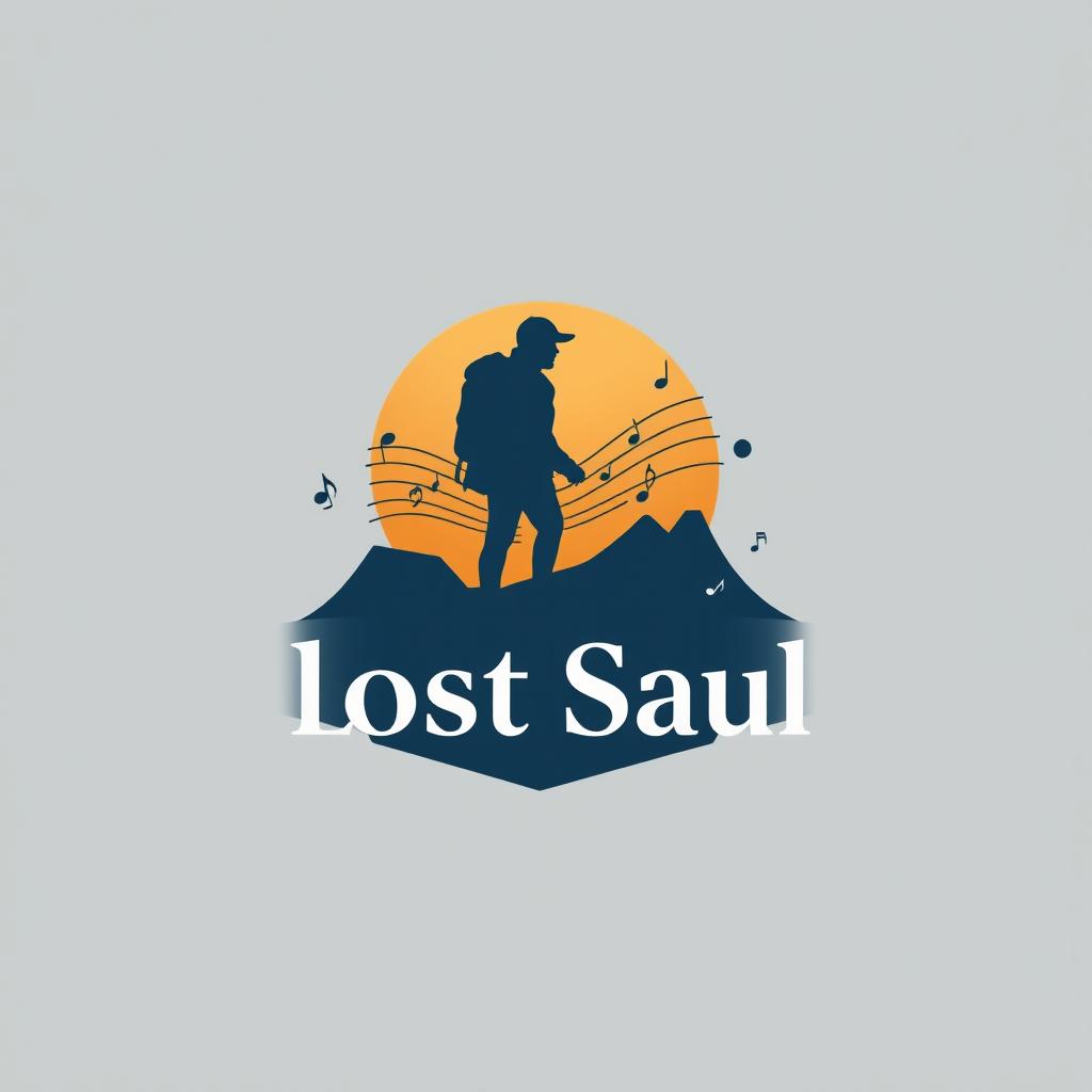 A logo design inspired by the concept of a 'lost Saul' music theme, featuring an abstract and modern style that embodies a sense of mystery and nostalgia