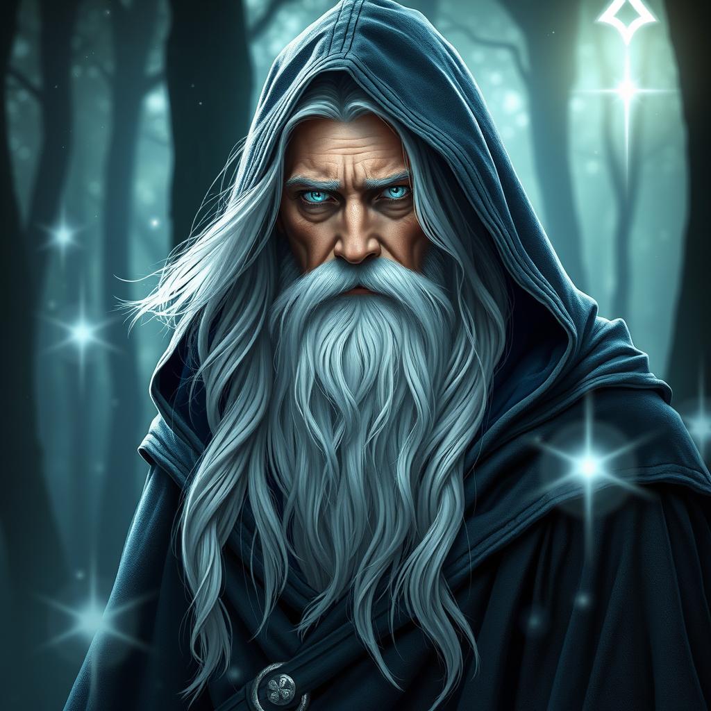 Enchanting Half-Elf Wizard in a Mystical Forest
