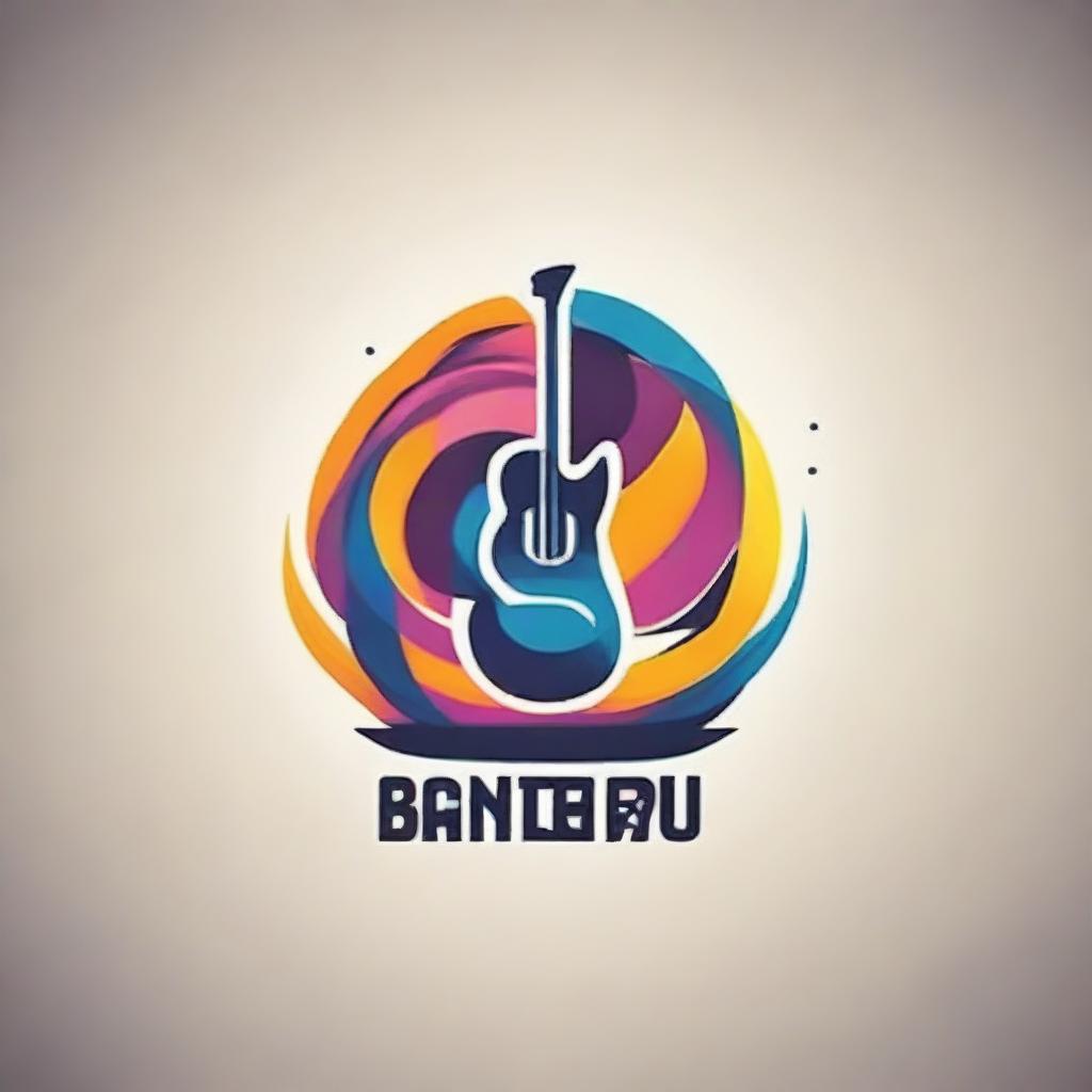 Design a modern and creative logo for a page called Bandoraibu Posting, incorporating vibrant colors and a stylized representation of music and live performance.