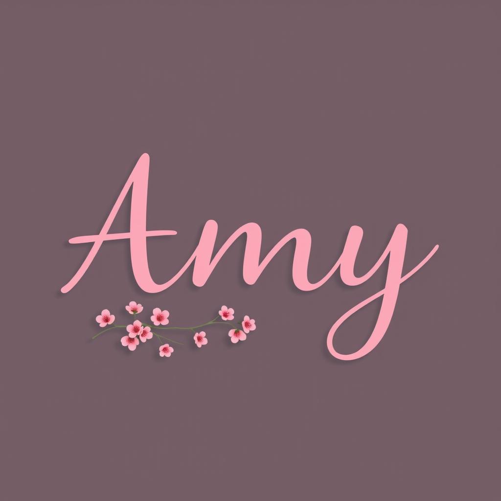 A beautiful logo design featuring the name 'Amy' prominently displayed in elegant, flowing typography