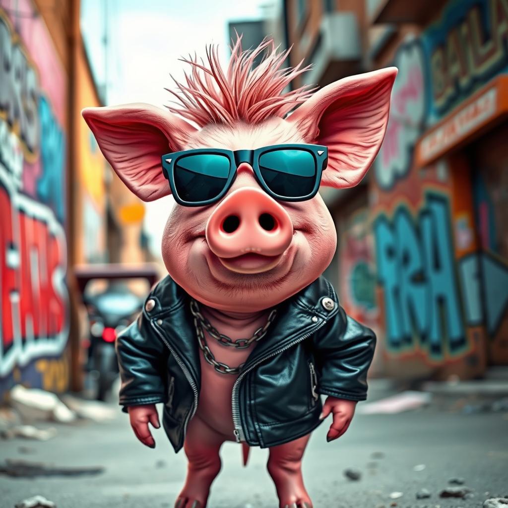 Edgy Pink Pig: The Punk Rock Icon of the Urban Jungle