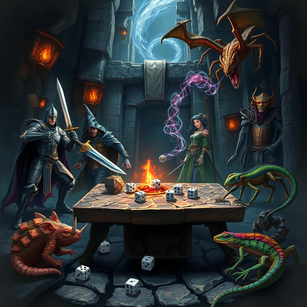 An intricate dark labyrinth setting filled with mystical elements