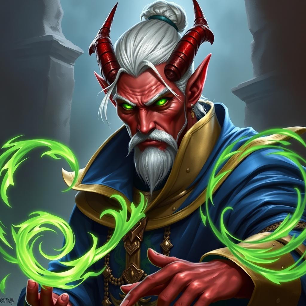 A character portrait of a Tiefling sorcerer for Dungeons and Dragons