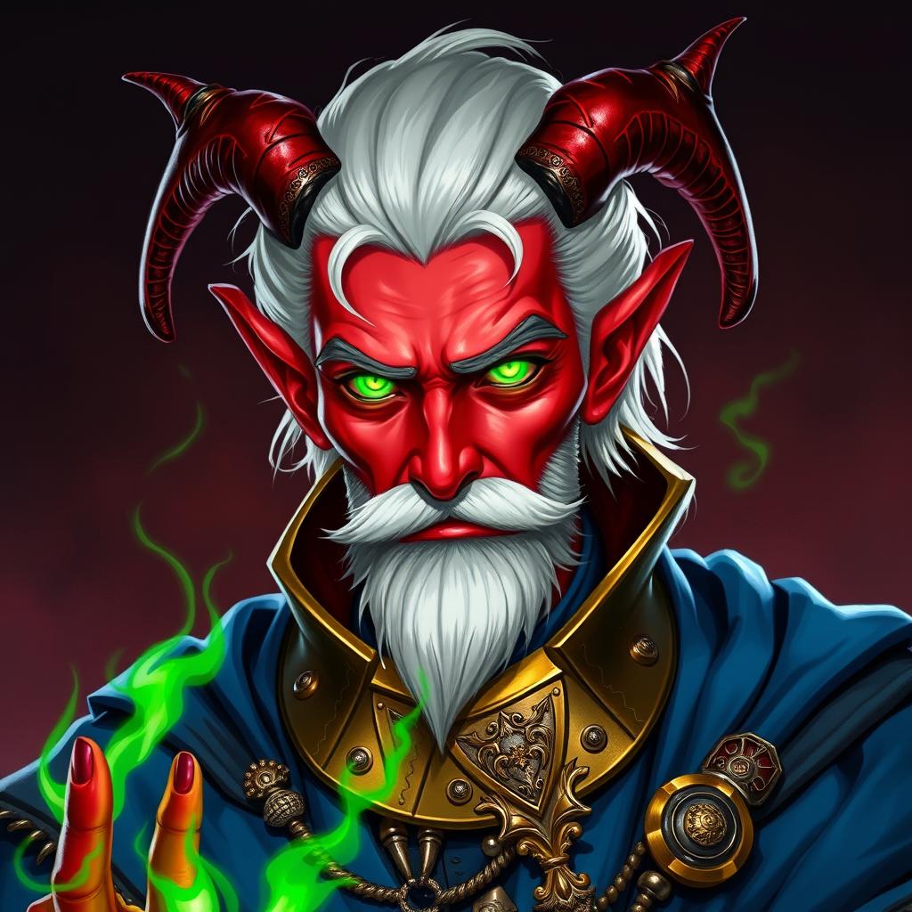 A character portrait of a Tiefling sorcerer for Dungeons & Dragons