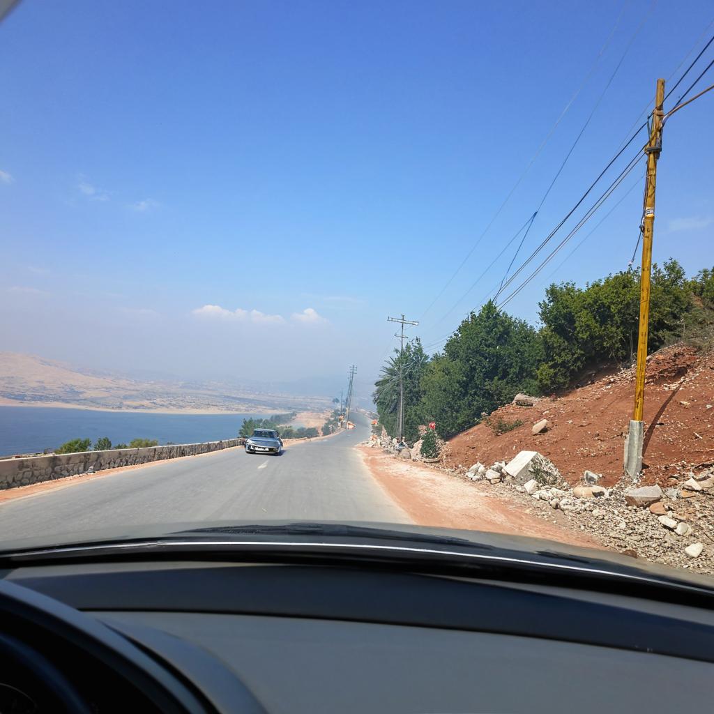 حول الصورة اجعل الطريق مزفت و ورود بجنب الطريق