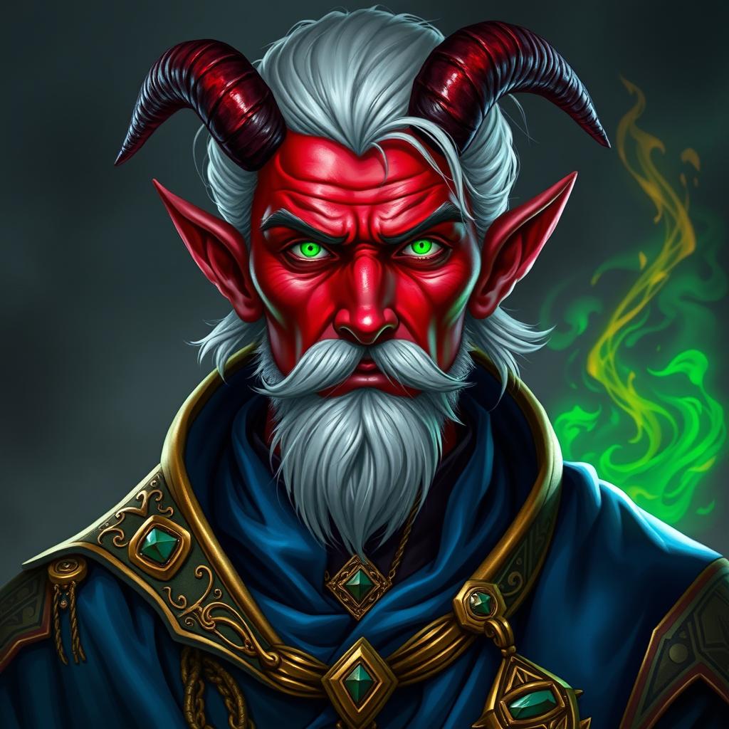 A portrait of a Tiefling sorcerer character for Dungeons and Dragons