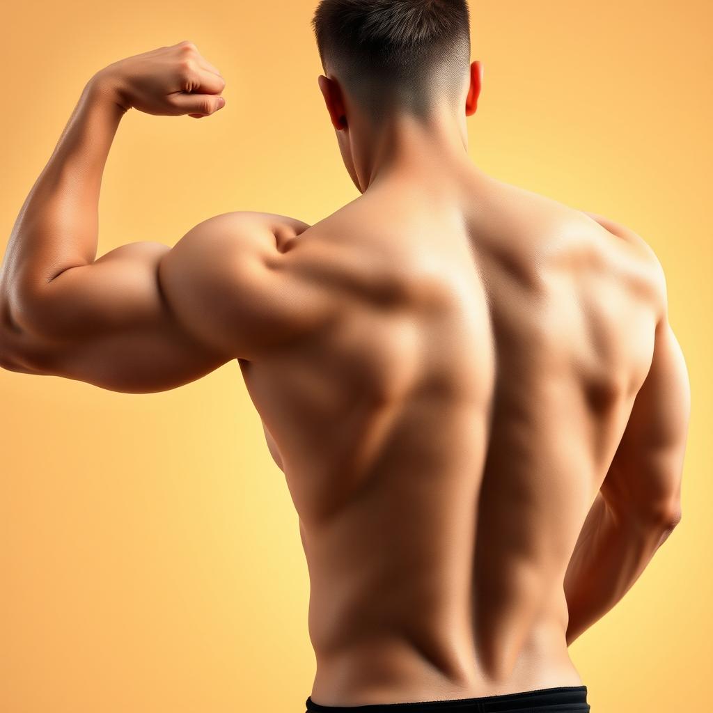 A fit individual showing off their toned arms and a well-defined back, emphasizing natural and lean muscle