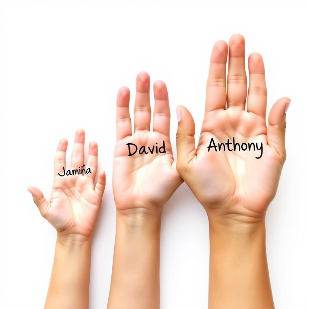 An image featuring three small hands alongside an adult hand, all positioned together