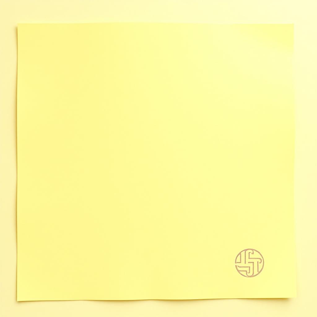 A piece of letter paper in light yellow color, featuring a small labyrinth design intricately placed in the right corner