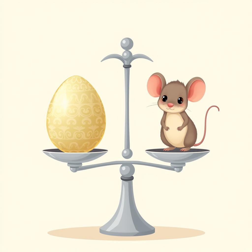 A whimsical illustration of a balance scale