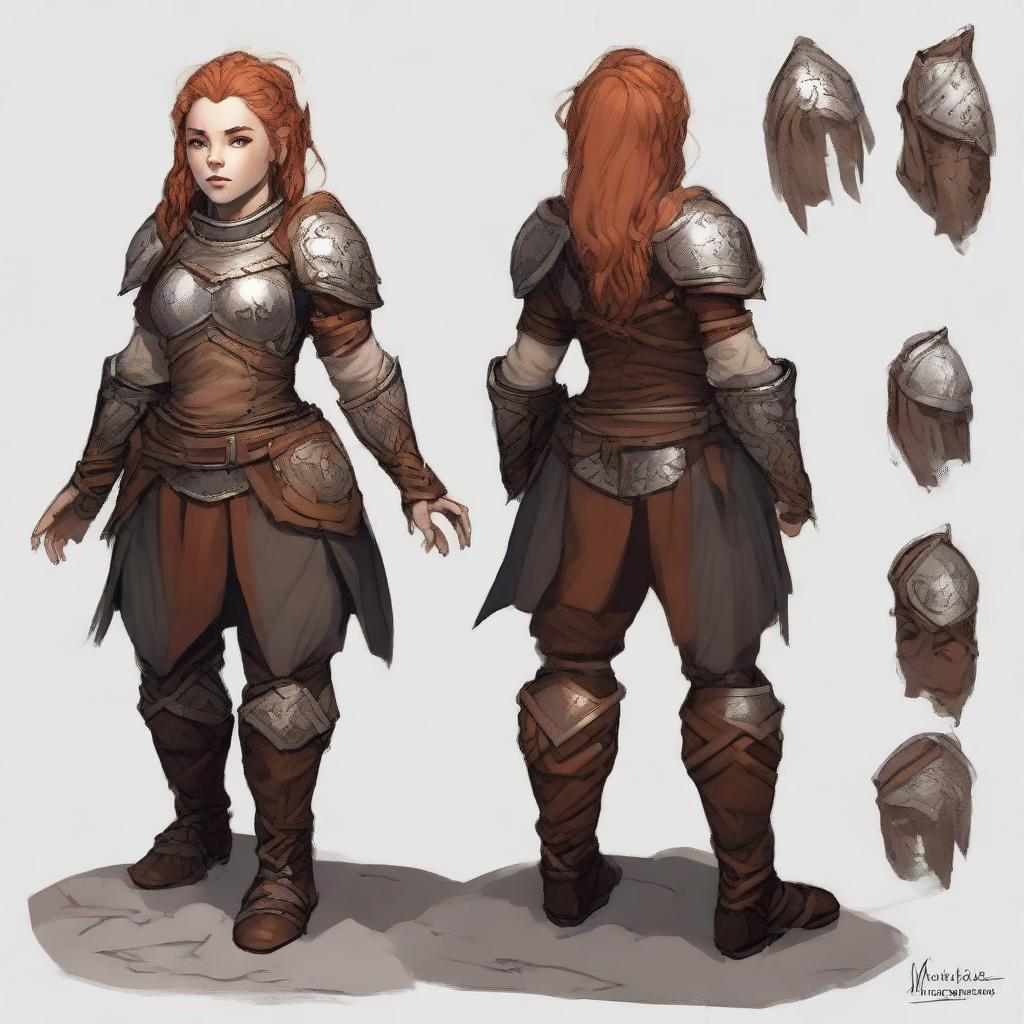 An unarmed female dwarf, endowed with earth and wood bending capabilities, garbed in heavy armor, compellingly maneuvers wooden splinters and rocks to float and revolve around her ethereal form.