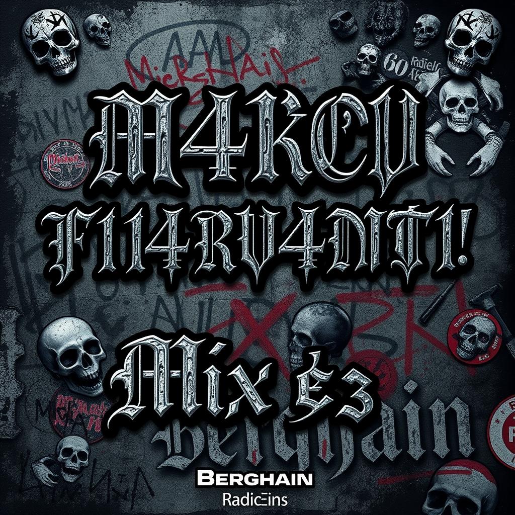 A macabre punk-inspired image featuring dark and gritty elements, with the prominent text 'M4RCØ F1ØR4V4NT1' in intricate Gothic font