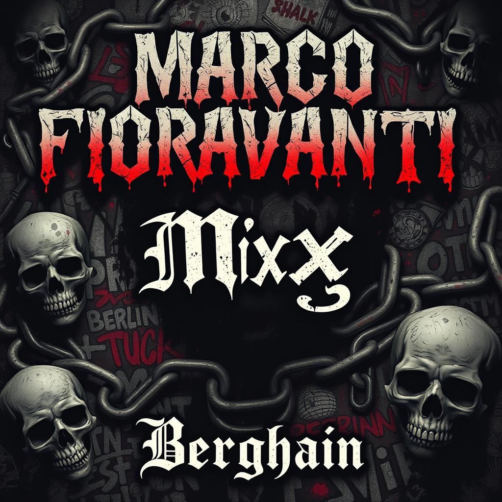 A strikingly hard punk-inspired image with a macabre aesthetic, featuring the bold, Gothic text 'MARCO FIORAVANTI' prominently at the top
